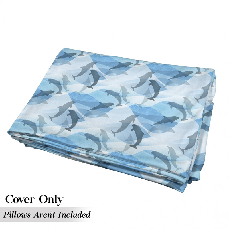 Housse de coussin d'extérieur Dolphin Fish Silhouette Under the Sea Waves, H 2 po x l 27 po x P 88 po