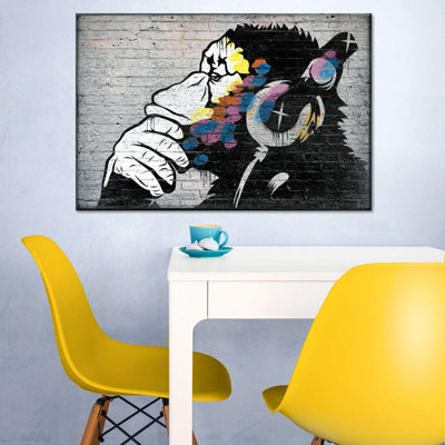 " Monkey Wearing Headphones Canvas Print " by Existencils