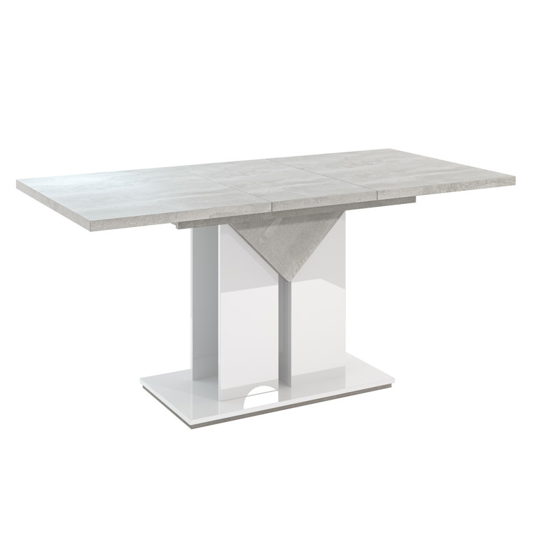 Trip Extendable Dining Table, Concrete Flow, White Gloss