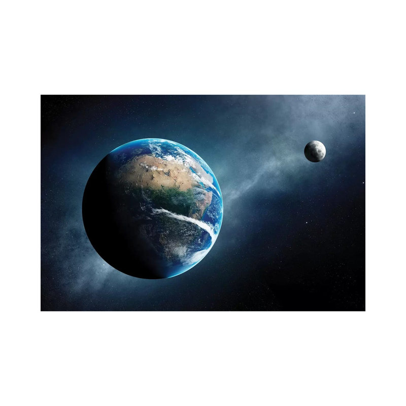 «Earth and Moon Space View» par Johan Swanepoel - photographie sur toile tendue, H 40 po x l 60 po x 1,5 po