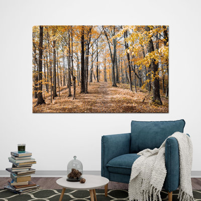Autumn Forest Landscape Canvas Wall Art: Fall Decor Print,1P GoldFramedCanvas
