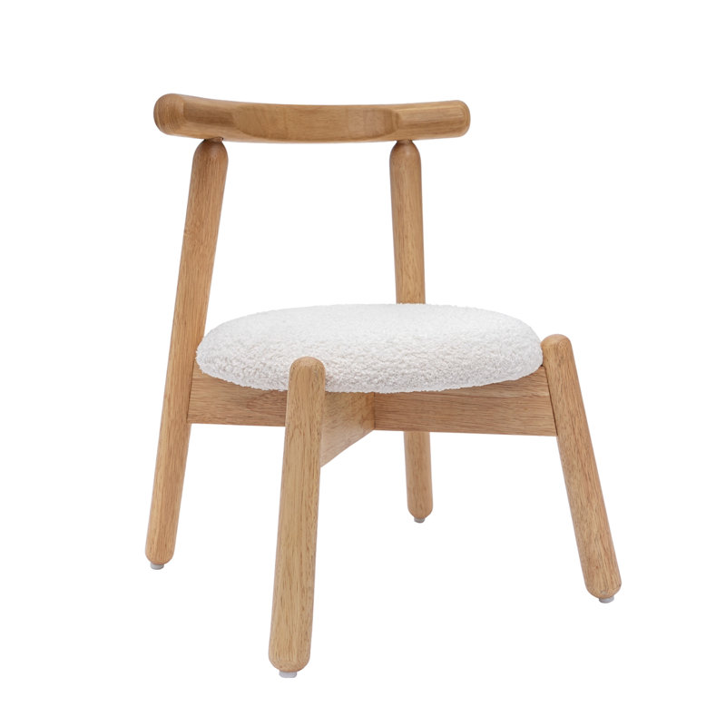 Kids' Sherpa Reading & Desk Chair - Solid Wood Toddler Chair With Plush Seat - 19" Study Table Chair In White & Brown, White