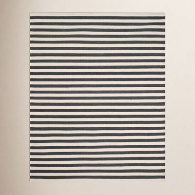 Renelso Black Ivory Hand-Woven Wool Rug