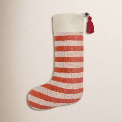Stripe Wool Hook Stocking With Tassel