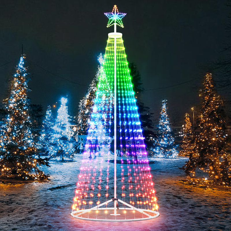 Arbre de Noël d'extérieur 12,8 pi, H 153,5 po x l 63,8 po x P 63,8 po