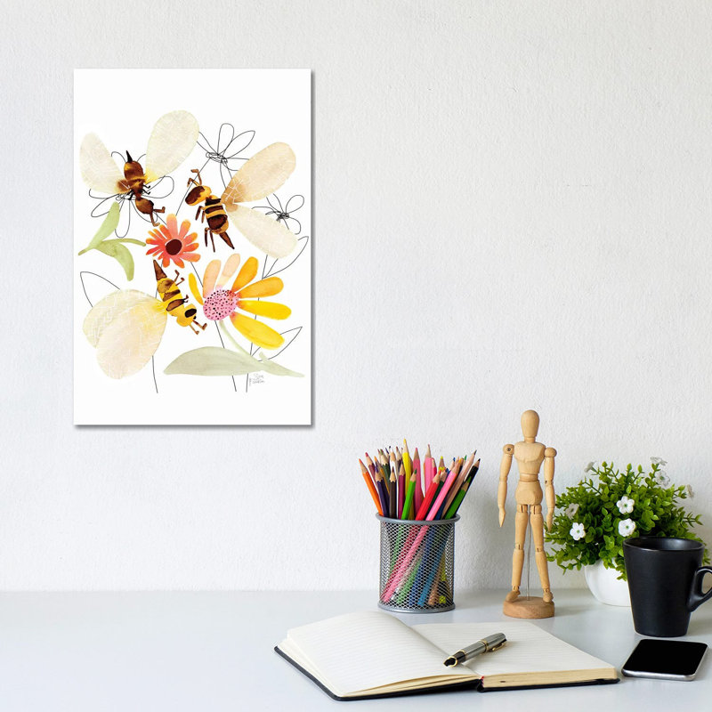 Bees by Sara Franklin - Wrapped Canvas Gallery-Wrapped Canvas Giclée, 20.32 cm H x 30.48 cm W