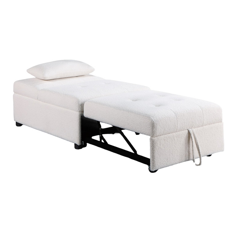 Fauteuil-lit 1 place avec revêtement blanc et tissu blanc, Blanc