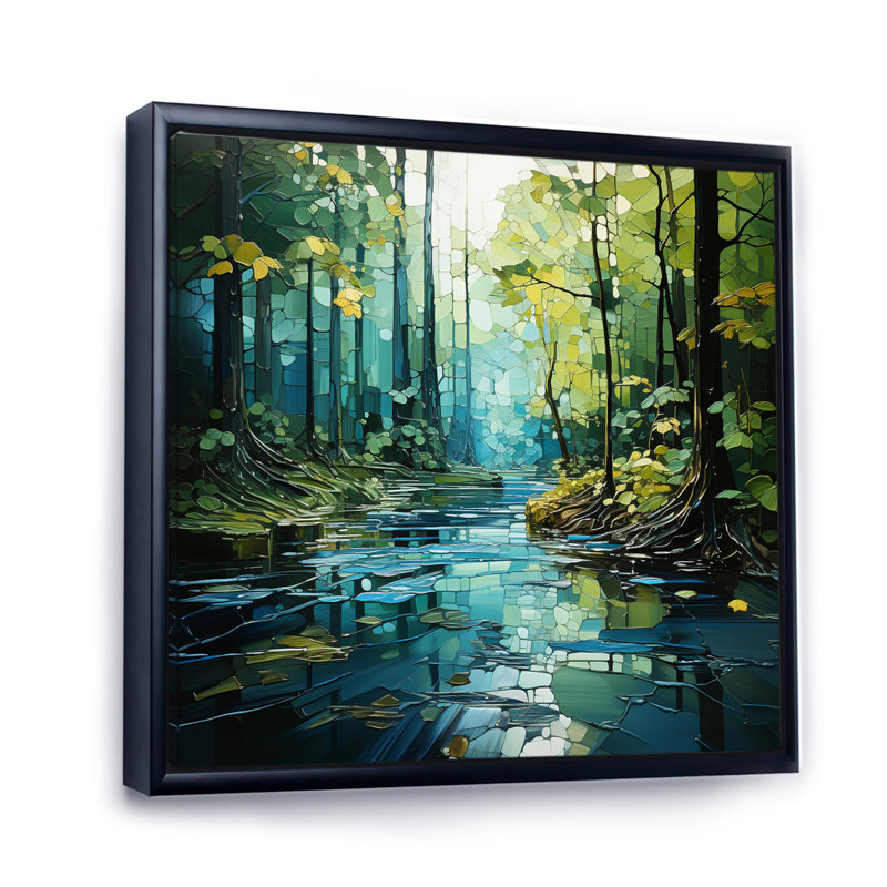 " Drip Natures Pulse River II ", 30" H x 30" W x 1" D, Black Floater Framed