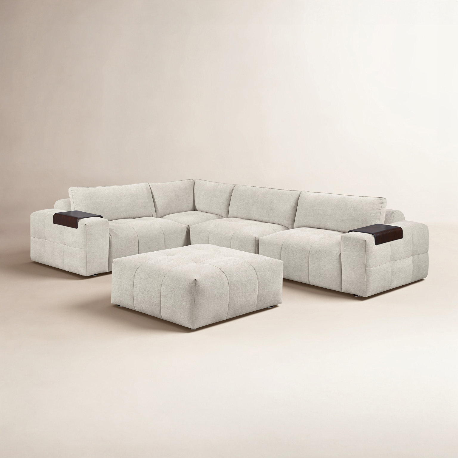 Providence Reversible Sectional, Taupe Textured Fabric