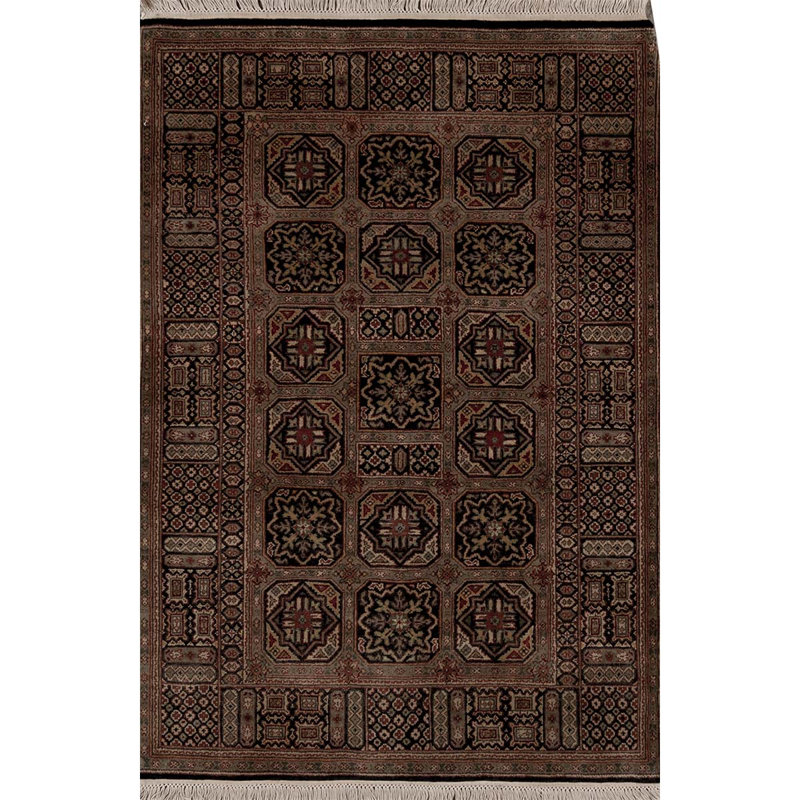 Tapis noir et noir de haute qualité noué à la main