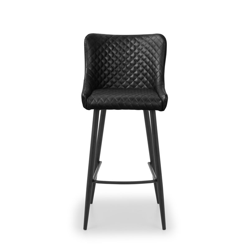 Precilla Upholstered Counter Stool with Metal Frame, Black