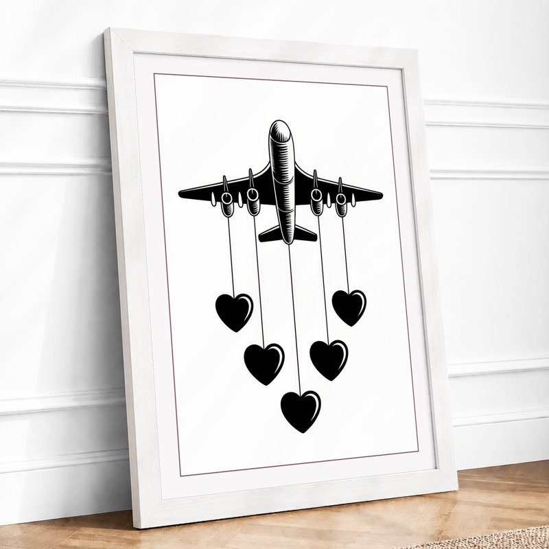 Hearts in Flight Modern 1 Piece Single Picture Frame Wall Art, A4 - 29.7 x 21.0 cm, White