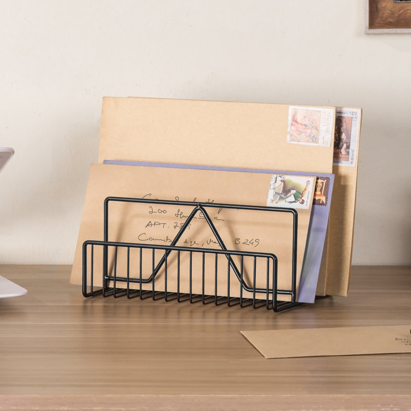 Koemi Metal 3-Slot Desktop Mail File Organiser, Black