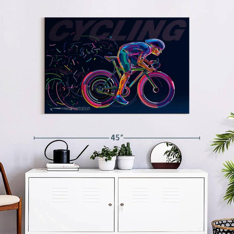 Sirci abstrait à vélo, H 26 po x l 39 po