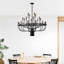 Bougie en fer noir mat 24 - industrielle pour la salle à manger, la chambre à coucher, le salon et la cuisine. Conception moderne suspendue. Hauteur réglable disponible. Douille E12 non incluse. Luxe rétro