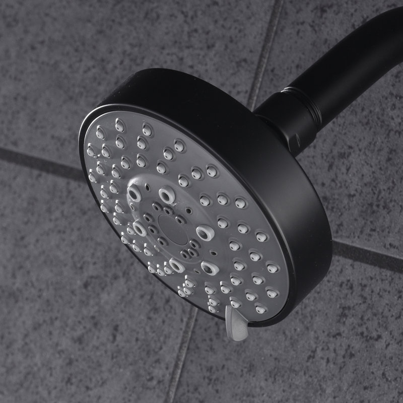 Nita Collection Shower Trim System: 4" Round Shower Head, Single Handle Set, Tub Spout & Rough-in Valve Included - Matte Black
