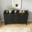Buffet Wave Design avec 3 tablettes réglables, 3 tiroirs et portes à fermeture en douceur, console de rangement multi-scène-596287896