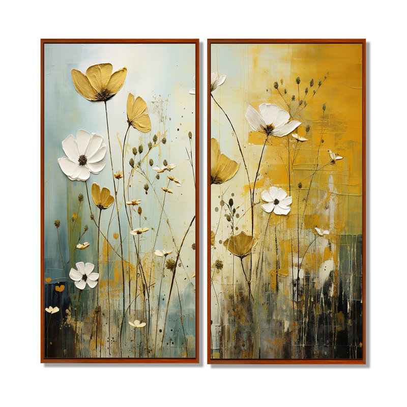 «Whispering Meadows II - Abstract Collages», ensemble de 2 impressions sur toile, H 32 po x l 32 po, Brun