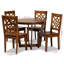 Ensemble de salle à manger 5 pièces moderne et contemporain à finition brun noyer Ford, H 29,61 po x l 35,12 po x P 35,12 po Ford-1684063165-1684063152-1684063155
