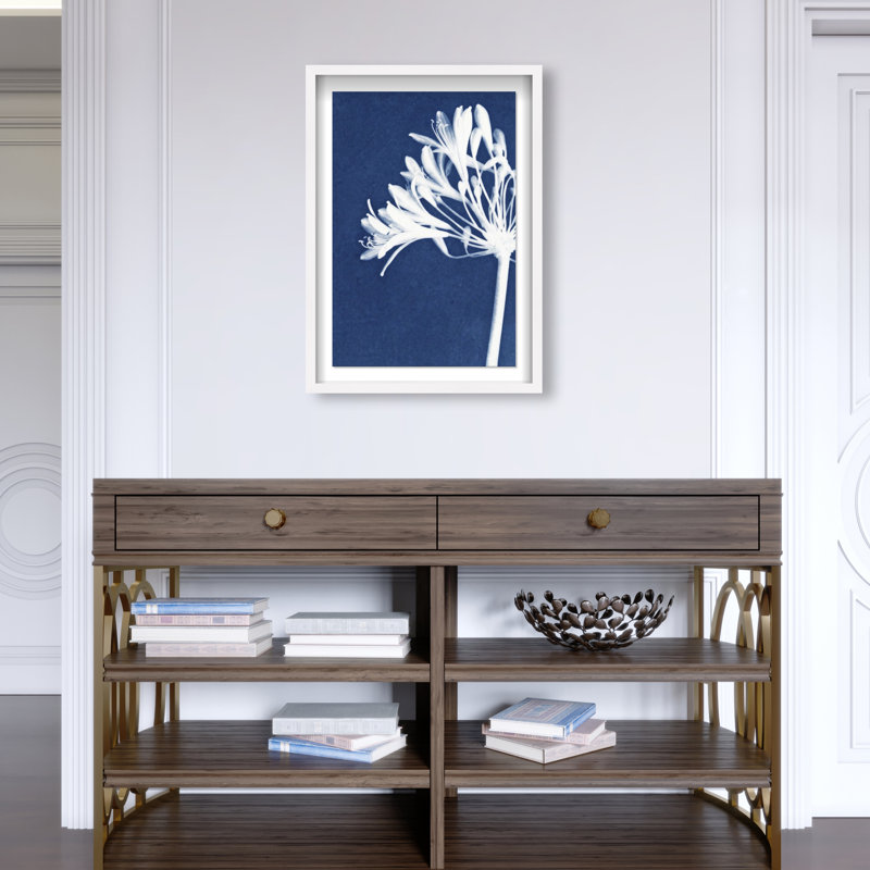 Cyan Bloom Print by Oliver Gal, 17.5"H x 25.5"W, White Shadowbox