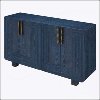 54 Inch Retro Buffet Cabinet with Adjustable Shelves, 4-Door Vintage Fluted Sideboard for Organized Storage and Display