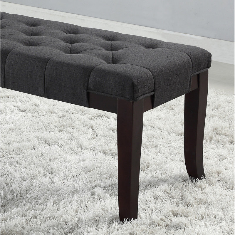 Banc touffeté, tissu, gris