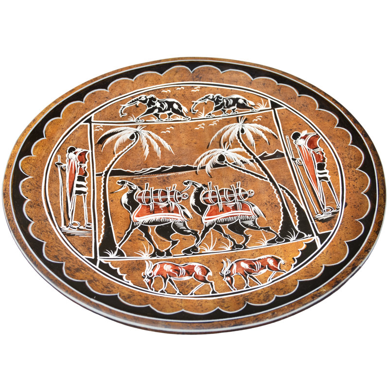 Handcrafted West-African Tribal-Patterned Soapstone Decorative Plate