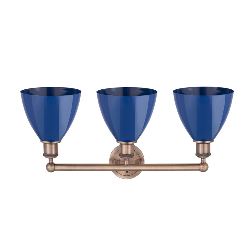 Anglie 3 - Light Dimmable Vanity Light, Blue, Antique Copper