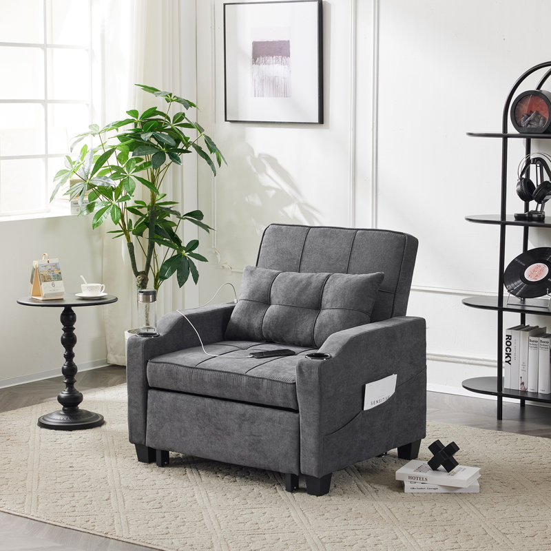 Hosie Faux Leather Accent Chair, Darrk Gray Polyester