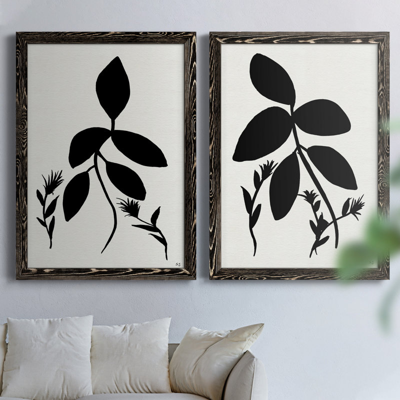 Silhouette Garden I - ensemble de 2 peintures sur toile encadrées, H 20 po x l 34 po x P 1,5 po, Noir