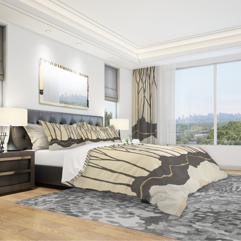 Geometric Forest - Farmhouse Duvet Cover Set - Microfiber Polyester, Full/Queen Duvet Cover + 2 Shams