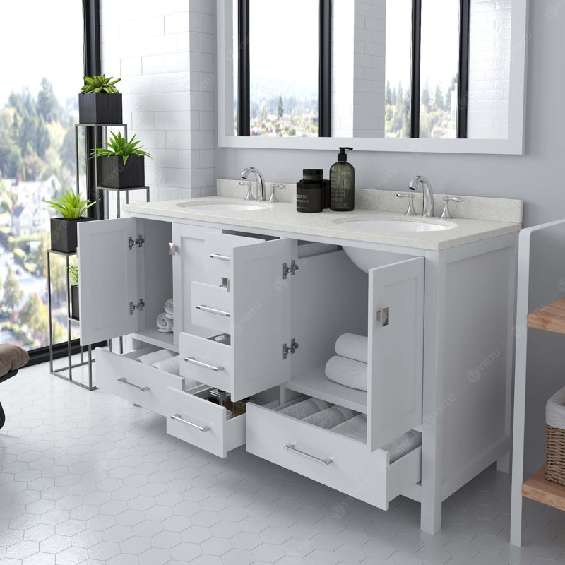 Ensemble de meuble-lavabo double 60 po Zaair, Blanc