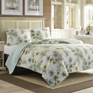 Tommy Bahama Palmday 3-Piece Blue Cotton Full/Queen Quilt Set