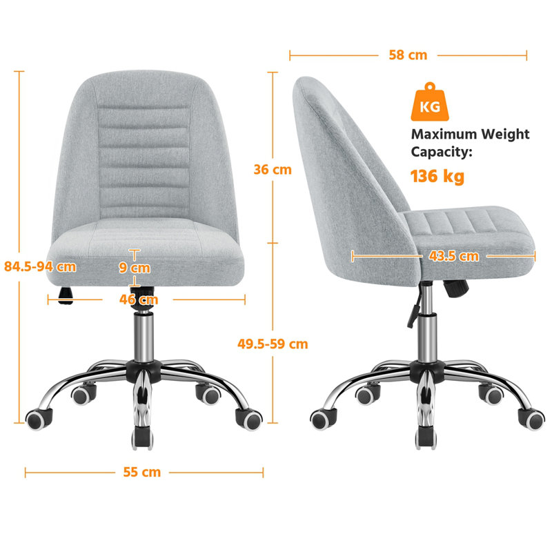 Modern Office Chair with Silver Chrome Base, Light Grey