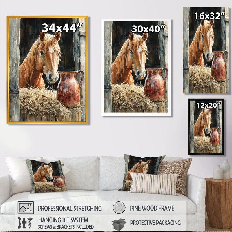 Dorinela - Animals Canvas Wall Art, Single Picture Framed Print without Mat, 44" H x 34" W, White