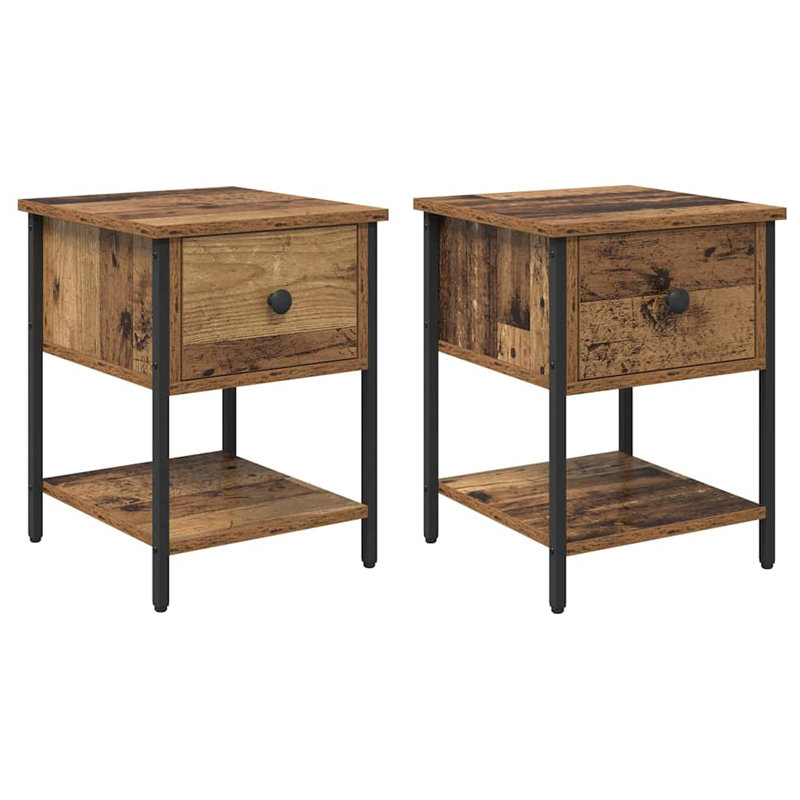 34cm W Manufactured Wood Bedside Table, Old Wood