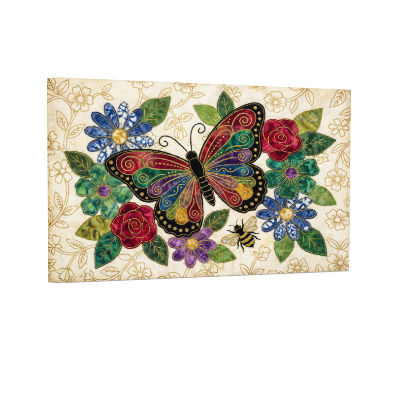 Motif floral animaux avec abeille, H 12 po x l 18 po