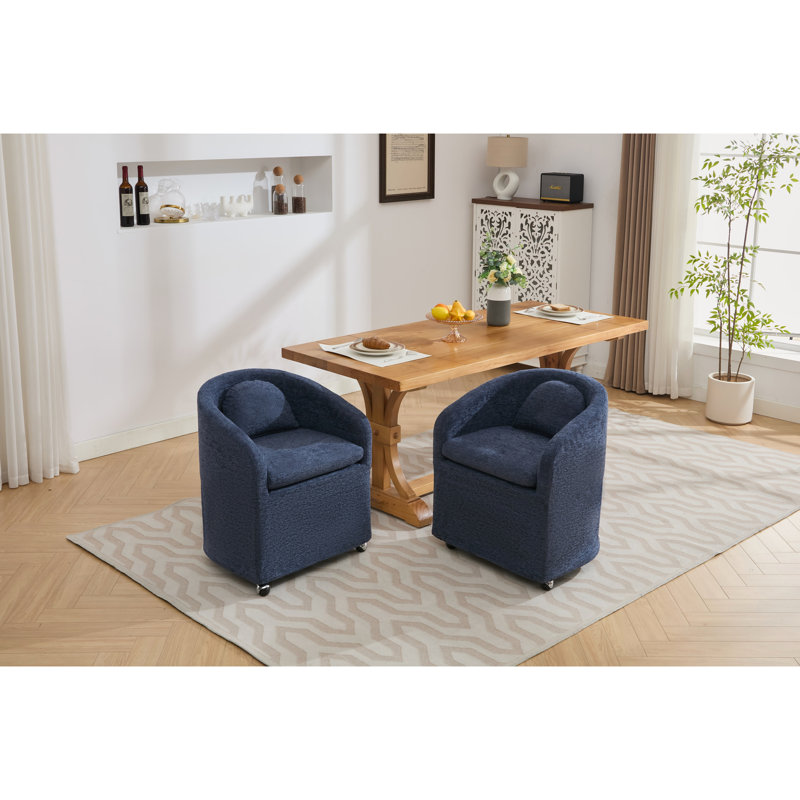 Fauteuil de salle à manger en chenille de style moderne avec coussin de dossier rembourré en mousse et roues pour roues universelles de 30,35 po de hauteur
