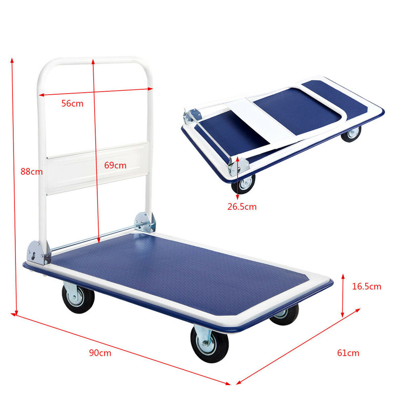 88cm H x 90cm W x 61cm D 300kg Platform Trolley