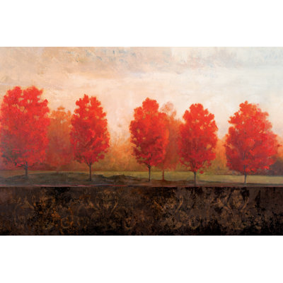 Red Trees - Wrapped Canvas Painting