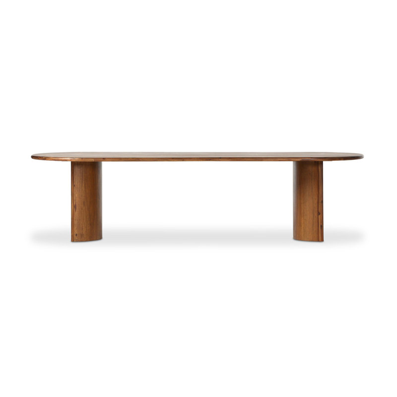 Haiden Oval Dining Table, Seasoned Brown Acacia, 30" H x 118" W x 42" D