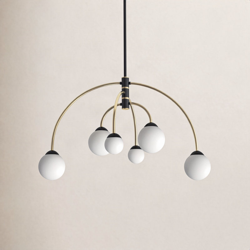 Everard 6-Light Chandelier in Matte Black/Brass, Matte Black/Brass