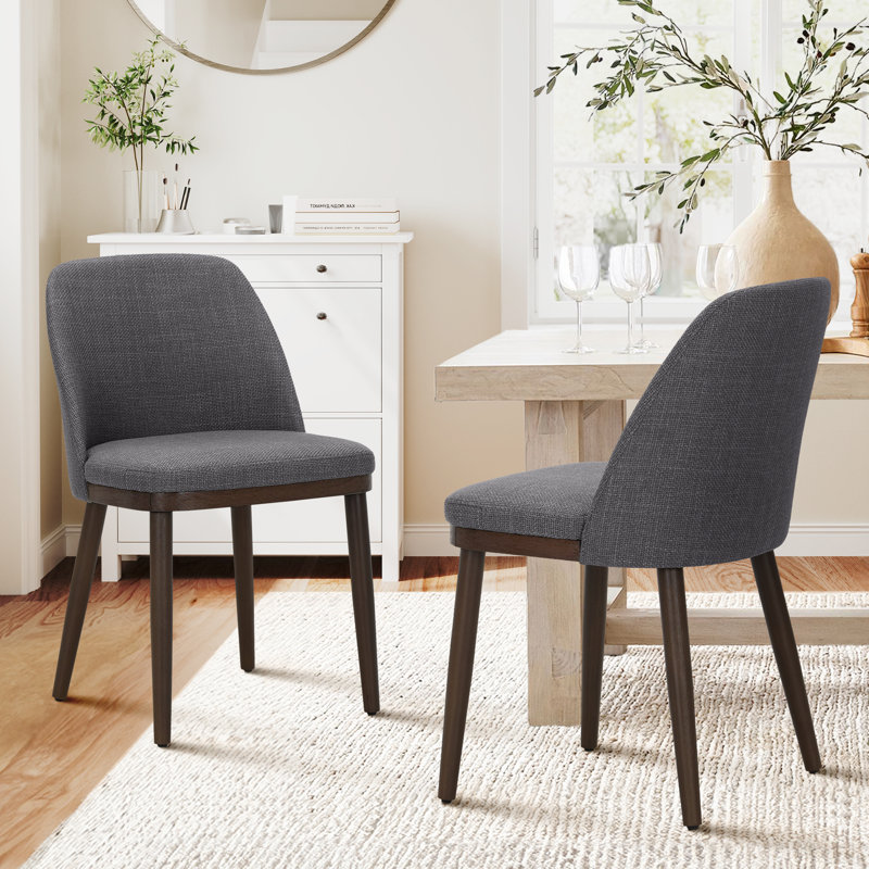 Breathable Fabric Dining Chair - Ergonomic Solid Wood Design, Multi-Scene Use, Light Grey