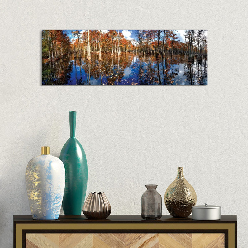 Cypress Swamp Panorama In George L. Smith State Park, Georgia by OLena Art - Wrapped Canvas Panoramic Print