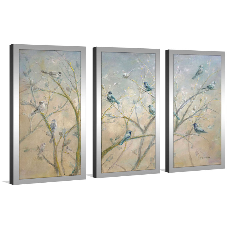 "Spring Gathering" par Danhui Nai, impression sur acrylique 3 pièces, H 33,5 po x l 52,5 po x P 1 po