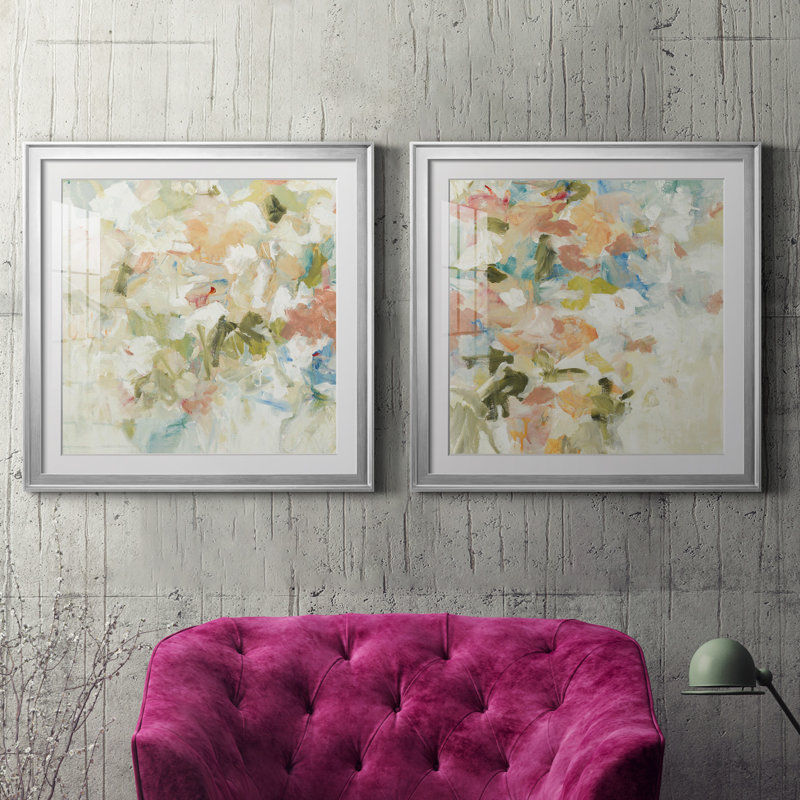 Floral Blush II - ensemble de 2 reproductions d'art sur toile, H 30,5 po x l 61 po, Impression encadrée sans passe-partout