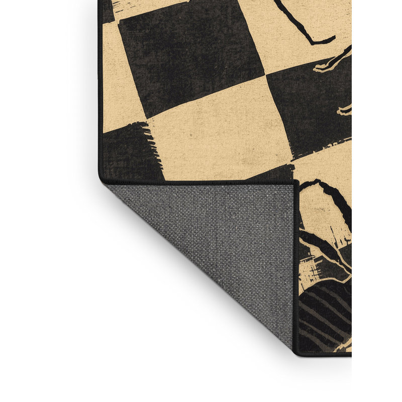 Tapis moelleux moelleux rétro à motif de fourmis noires Arroyo, 7 x 10