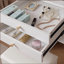 Bureau de coiffeuse avec miroir éclairé, coiffeuse de maquillage avec tiroirs et armoire de rangement pour chambre à coucher, bureau en verre, luminosité réglable à 3 modes d'éclairage, tabouret de rangement