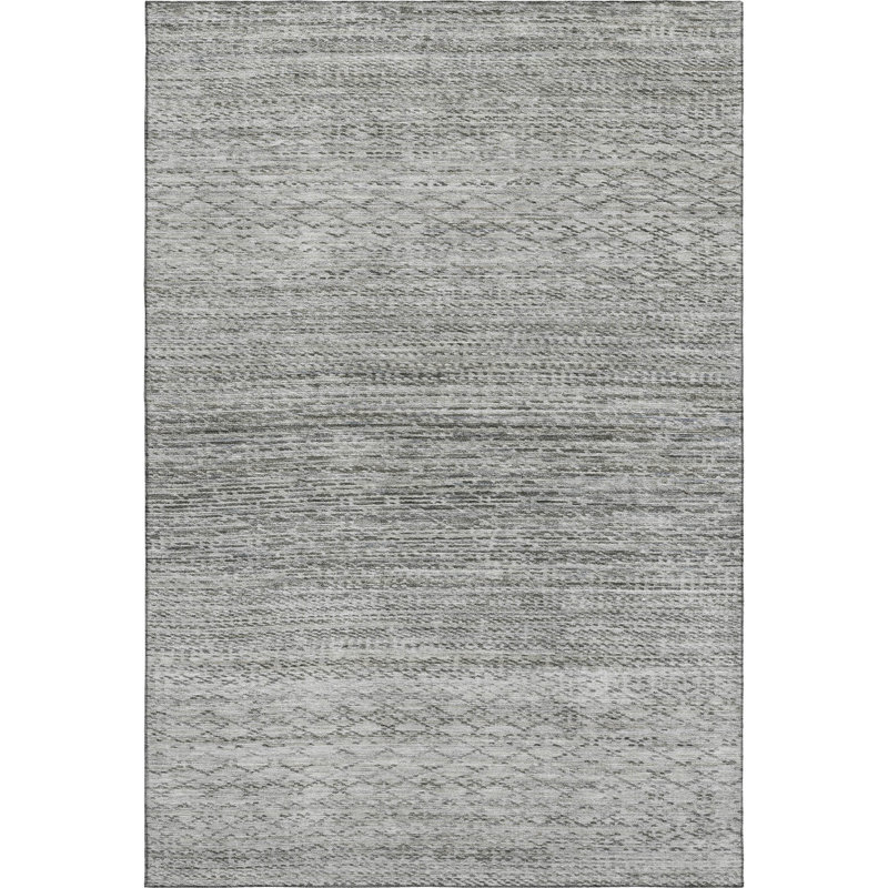 Premium Machine Washable Mayfield AMF2150 Striped Rug, Gray, Rectangle 10' x 14'