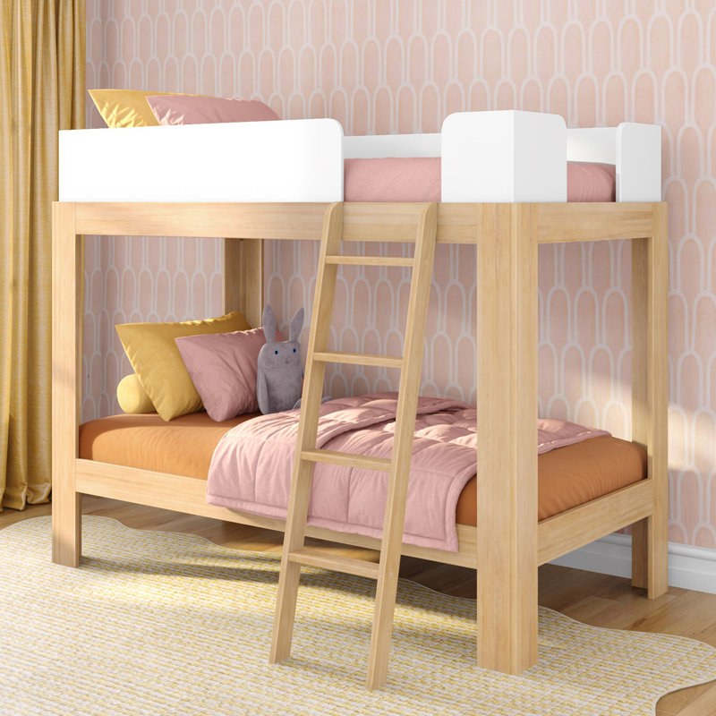 Lit superposé simple en bois massif Bellmont, Blond / blanc